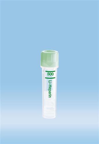 20.1345.100 | Microvette® 500 Lithium heparin, 500 µl, Cap green, flat base