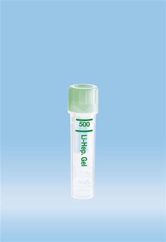 20.1346.100 | Microvette® 500 Lithium heparin gel, 500 µl, Cap green, flat base