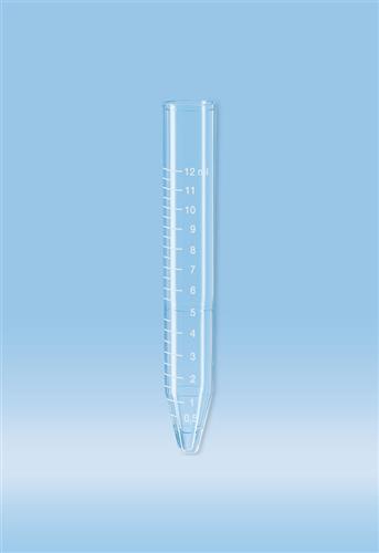 57.462.015 | Tube, 12 ml,  110 x 17 mm, conical base, PS, molded graduations, StackPack