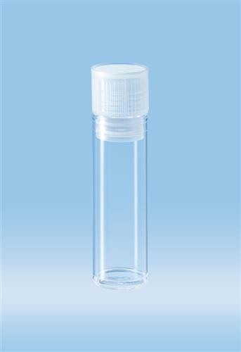 58.485.001 | Tube, 7 ml,  50 x 16 mm, flat base, PS, white stopper cap assembled, sterile