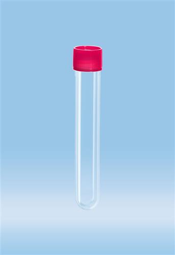 60.540.322 | Screw cap tube, 13 ml,  101 x 16.5 mm, round base, PP, red cap assembled, sterile