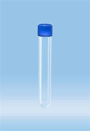 60.540.352 | Screw cap tube, 13 ml,  101 x 16.5 mm, round base, PP, blue cap assembled sterile
