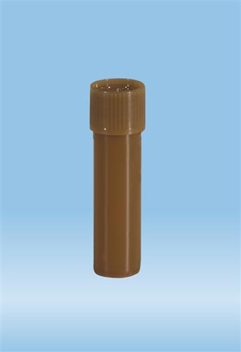 60.542.080 | Screw cap tube, 8 ml,  57 x 16.5 mm, amber, flat base, PP, amber cap assembled