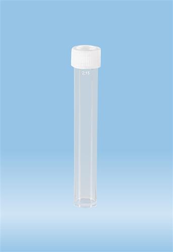 60.550.009 | Screw cap tube, 7 ml,  82 x 13 mm, flat base, PP, cap assembled, sterile