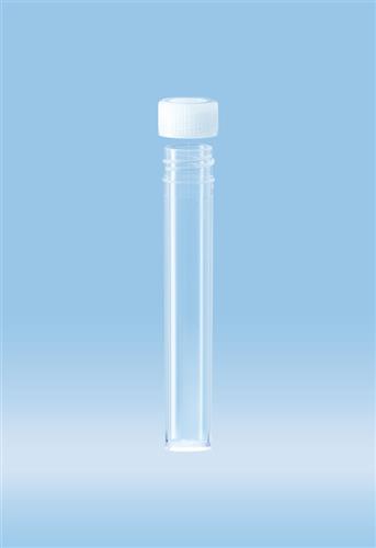 60.550.028 | Screw cap tube, 7 ml,  82 x 13 mm, flat base, PP, cap included, 100/bag