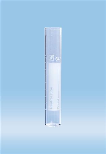 62.470.300 | Tube, 12 ml, 95 x 16.5 mm, round base, PS, with white printed graduations and writing block