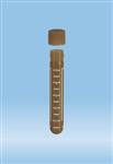 62.504.017 | Screw cap tube, 5 ml, 75 x 13 mm (US), amber, round base, PP, white graduations, amber cap included