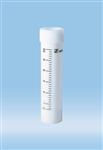 62.543.030 | Screw cap tube, 30ml, 107 x 25mm, conical base with skirt, white PP, black graduations, cap included