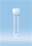 62.543 | Screw cap tube, 30 ml, 107 x 25 mm, conical base with skirt, PP, black graduations, cap assembled