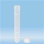 62.550.061 | Screw cap tube, 7 ml, 82 x 13 mm, round base, PP, printed white graduations, cap included