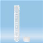 62.550.061 | Screw cap tube, 7 ml, 82 x 13 mm, round base, PP, printed white graduations, cap included