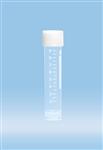 62.551.201 | Screw cap tube, 10ml, 79x16mm, round base w/skirt, PP, white grads & writing block, cap asm, sterile