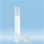 62.557.015 | Screw cap tube, 4.5 ml, 75 x 12 mm, round base, PP, white graduations & writing block, cap included