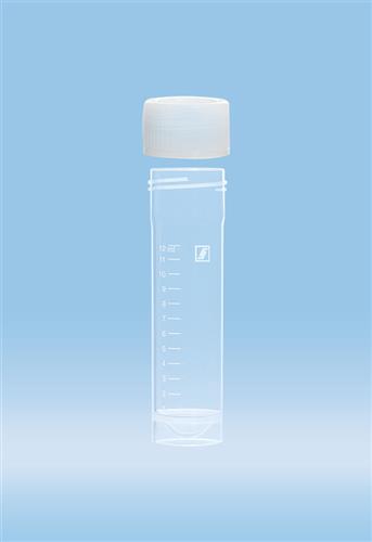 62.732.519 | Screw cap tube, 15 ml, 76 x 20 mm, conical base with skirt, PP, white grads, cap included