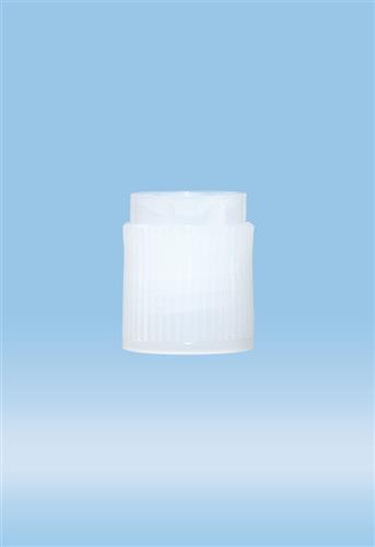 65.163 | Screw cap, PE, tall, natural, for tubes 75 x 13 mm