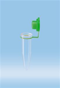 72.688.002 | Micro tube, 1.5 ml, green loop stopper, conical base, PP