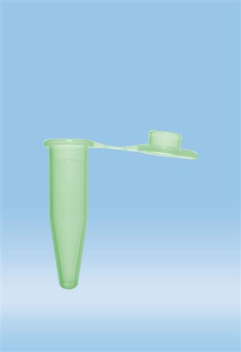 72.699.004 | Micro tube, 0.5 ml, conical base, hinge cap, green, PP
