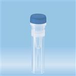 72.730.027 | Screw cap micro tubes, 0.5 ml, conical base with skirt, blue o-ring cap assembled, sterile