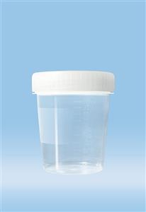 75.562.005 | Urine container with screw cap, 100 ml, 57 x 76 mm, PP, transparent