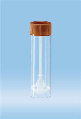 80.734.301 | Feces tube, Screw cap, 76 x 20 mm, conical base with skirt, transparent