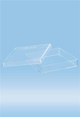 82.9923.422 | Petri dish, square, height: 20 mm, transparent, without ventilation cams, sterile