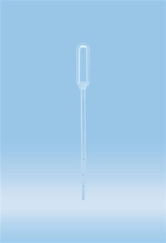 86.1172.301 | Transfer pipette, 3.5 ml, 156 x 12.5 mm, LD-PE, transparent, graduated, fine tip, 1/bag, sterile