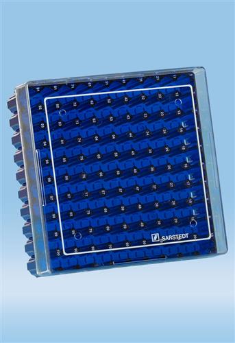 93.874.610 | Cryobox, (LxWxH): 132 x 132 x 53 mm, format: 10 x 10, for 100 cryo tubes, blue