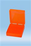 93.877.310 | Storage box, hinged lid, PP, format: 10 x 10, for 100 micro tubes, orange