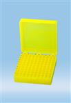 93.877.410 | Storage box, hinged lid, PP, format: 10 x 10, for 100 micro tubes, yellow