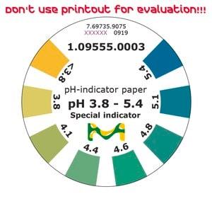 1095550003 | pH-indicator paper  pH 3.8 - 5.4  Special indicatorRoll (4.8 m) with colour scale pH <3.8 - 4.1 - 4.4 - 4.6 - 4.8 - 5.1 - 5.4