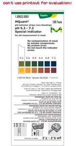 1096320001 | pH-indicator strips  pH 5.2 - 7.2  Special indicatorfor pH measurements in meat  non-bleeding pH 5.2 - 5.6 - 6.0 - 6.4 - 6.8 - 7.2 MColorpHast™