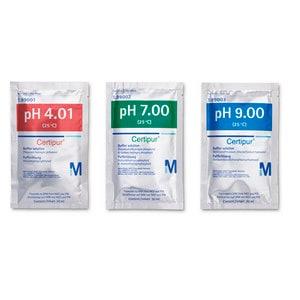 1990050001 | Buffer solutionstraceable to SRM from NIST and PTB 10 x pH 4.01 (phthalate) 10 x pH 7.00 (phosphate) 10 x pH 9.00 (borate) pH 4.01/pH 7.00/pH 9.00 (25°C) Certipur®