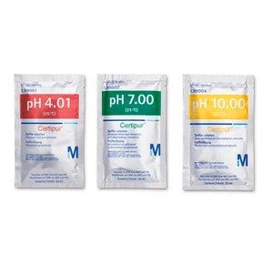 1990060001 | Buffer solutionstraceable to SRM from NIST and PTB 10 x pH 4.01  (phthalate) 10 x pH 7.00 (phosphate) 10 x pH 10.00 (borate) pH 4.01/pH 7.00/pH 10.00(25°C) Certipur®