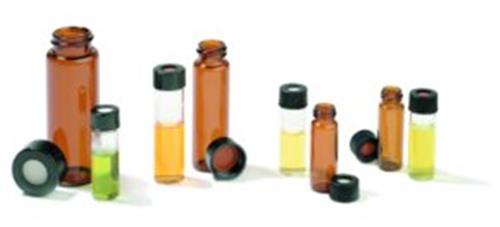 27007 | PK100 7ML AMBER VIAL SCREW TOP H CAP PTFE SILICONE