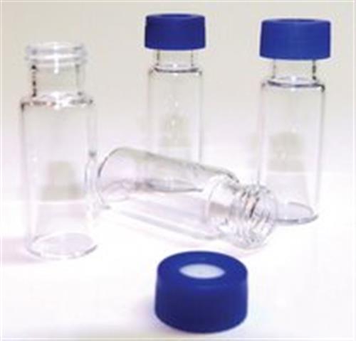 29378-U | PK100 CLEAR GLASS CERTIFIED S T VIAL 9MM BLUE CAP