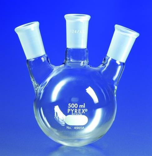 CLS4965250-1EA | PYREX R ROUND BOTTOM THREE NECK ANGLE TYPE DISTILL