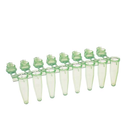 T320-2G | PCR 0.2ml ST 8 FLAT CAP ATT. GREEN