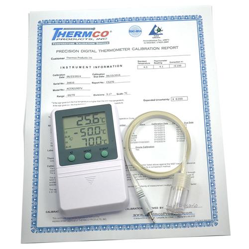ACC821INCV2 | The Triple Display digital thermometer simultaneously shows the current, minimum, and maximum temperatures and records the Time & Date of Hi/Lo Alarms and Min/Max Temperatures. Temperature Certified for Incubators. 5ml Vaccine Bottles probe filled with Bio-Safe medium. Audible & Visual alarms.
