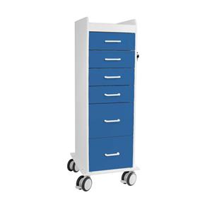 51089 | Tall Locking Cart with 6 Blue Drawers