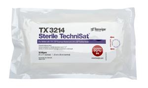 TX3214 | 
 Sterile, nonwoven wipers pre-wetted with USP-grade 70% IPA / 30% DIW 9" x 11" (22.9 cm x 27.9 cm)

