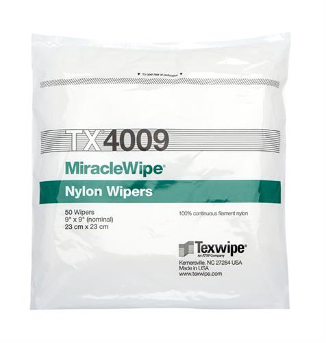 TX4009 | 
 Dry, Non-Sterile, 100% nylon wipers 9" x 9" nominal (23 cm x 23 cm)
