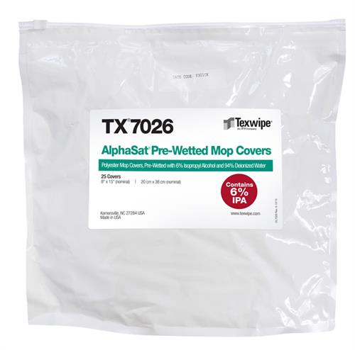 TX7026 | AlphaMop™ AlphaSat® Pre-Wetted Polyester Mop Covers, Non-Sterile