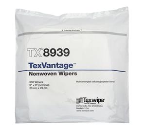 TX8939 | 
 Dry, Non-Sterile, cellulose/polyester, nonwoven wipers 9" x 9" (23 cm x 23 cm)
