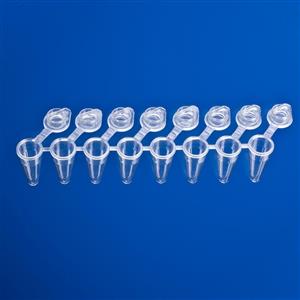 1402-3700 | 0.1 mL PCR 8 tube with attached flat caps natural