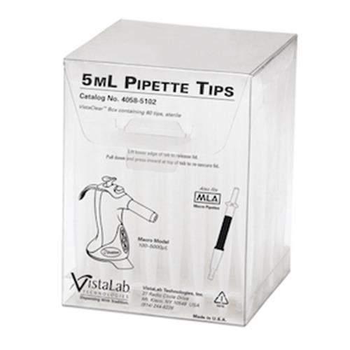 4058-5102 | 5mL Pipette Tips, Ovation, Graduated, VistaClear Box, Sterile