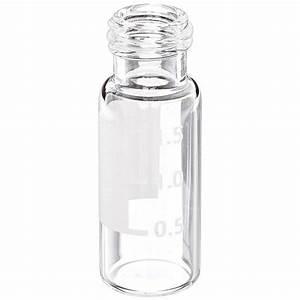 CV5700 | HPLC Chromatography Vial,  2mL CLEAR Glass vial with Writing Area, Flat Base w/ graduations, 9425 Open Top Ribbed Screw Cap with 9mm White PTFE/Red Silicone Septa 1mm Thick, w/ intergrated 0.2mL MIRCOINSERT, Vial size: 12 x 32 mm, 100/pk