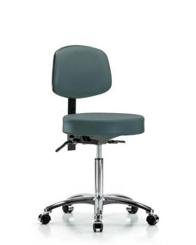 GSS46367 | Vinyl Stool with Back Chrome Medium Bench Height w