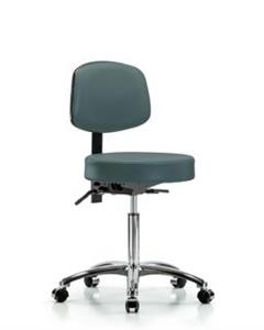 GSS46367 | Vinyl Stool with Back Chrome Medium Bench Height w